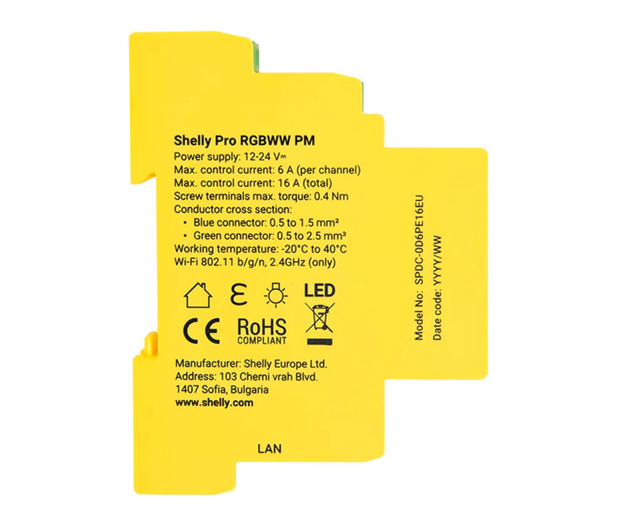 Shelly 5-kan. Sterownik na szynę DIN RGBWW Pro WiFi ProRGBWWPM - 1347488 - zdjęcie 3